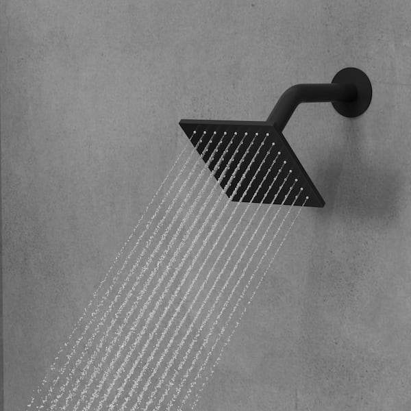 EVERSTEIN Single-Handle 2-Spray 6 in. Wall Mount Dual Shower Head Fixed and Handheld Shower Head in Matte Black 1.8 GPM