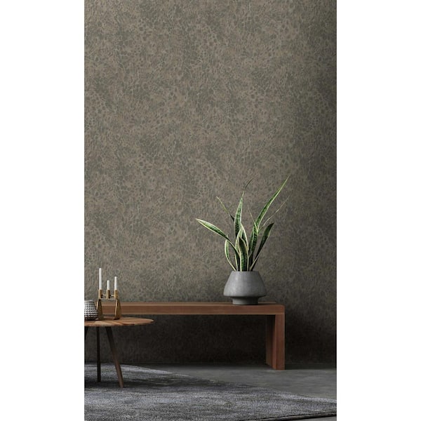 Walls Republic Charcoal Luxurious Leopard Print Metallic-Shelf Liner Non-Woven Non-Pasted Wallpaper (57 sq. ft.) Double Roll