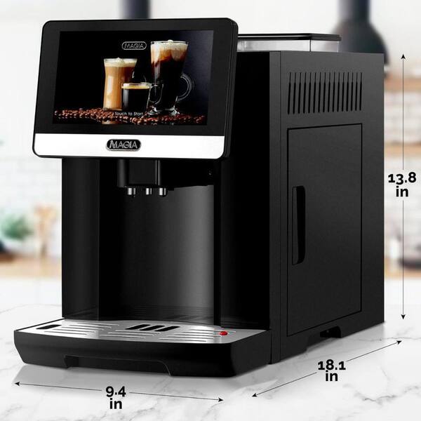 Zulay Kitchen Magia 2-Cup Midnight Silver Espresso Machine with