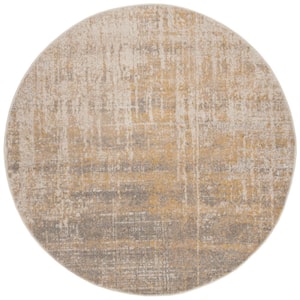 Adirondack Cream/Gold 8 ft. x 8 ft. Round Abstract Area Rug