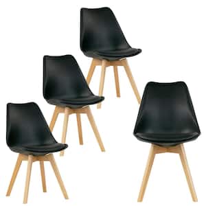 Balint Black Cushioned Plastic Dining Chairs Set of 4