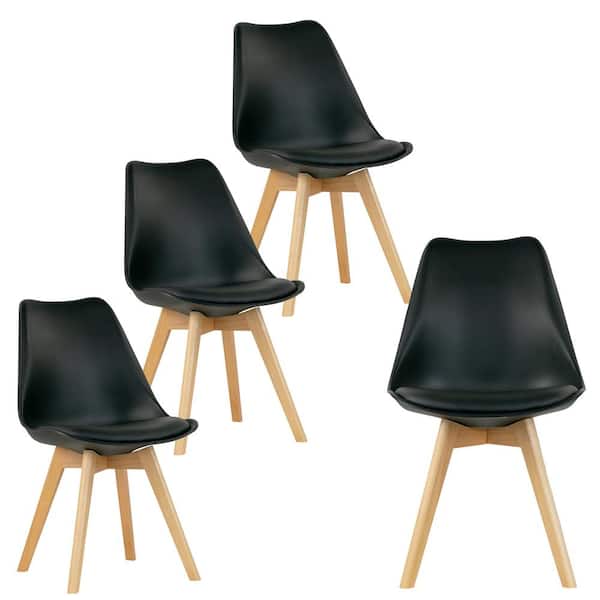 Glamour Home Balint Black Cushioned Plastic Dining Chairs Set of 4