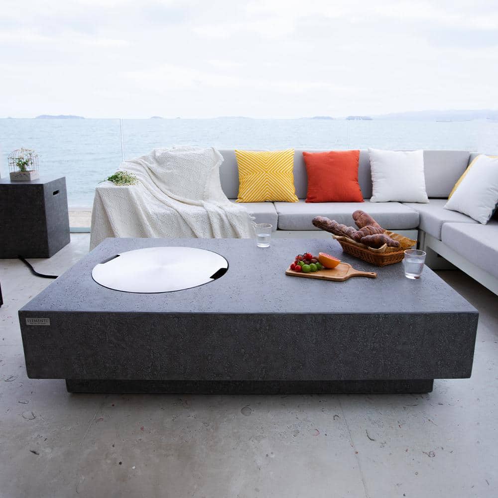 Metropolis Gray Concrete Rectangular Gas Fire Pit Table