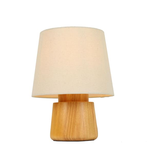 12.6 in 1-Light Electroplated Copper-Tone Contemporary Table Lamp with Tapered Beige Linen Shade
