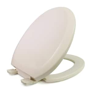 Round Molded Plastic Slow Close, Easy Remove, Adjustable Hinge Front Toilet Seat in Beige 15-1/4" x 13-3/4" x .67"