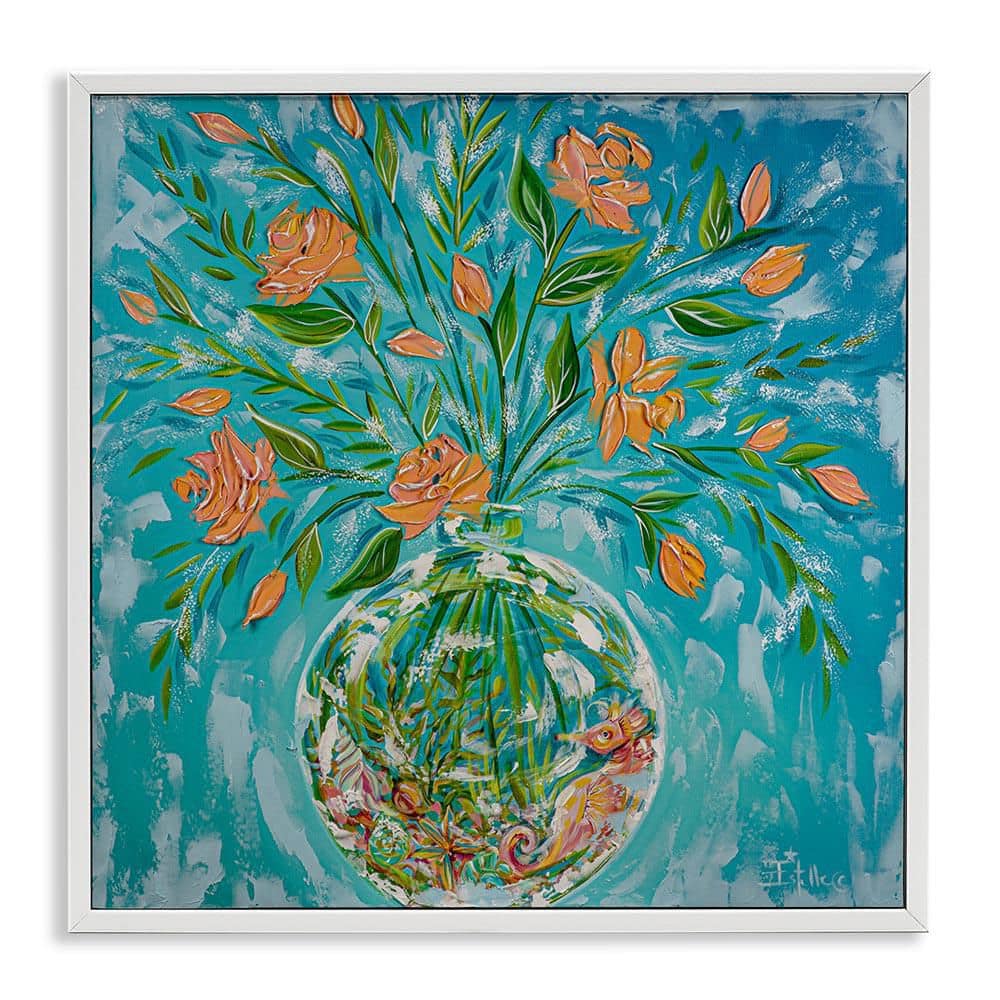 Seahorse Fish Bowl Bouquet by Estelle Grengs White Framed Coastal Giclee Art Print 24 in. x 24 in. price history on PriceWatchPro