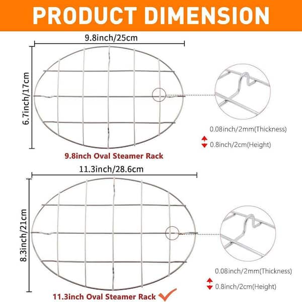 Stainless Steel Oval Wire Roasting Rack with Multifunction Oven Use, Cooling, Baking, Broiling, 1-Piece