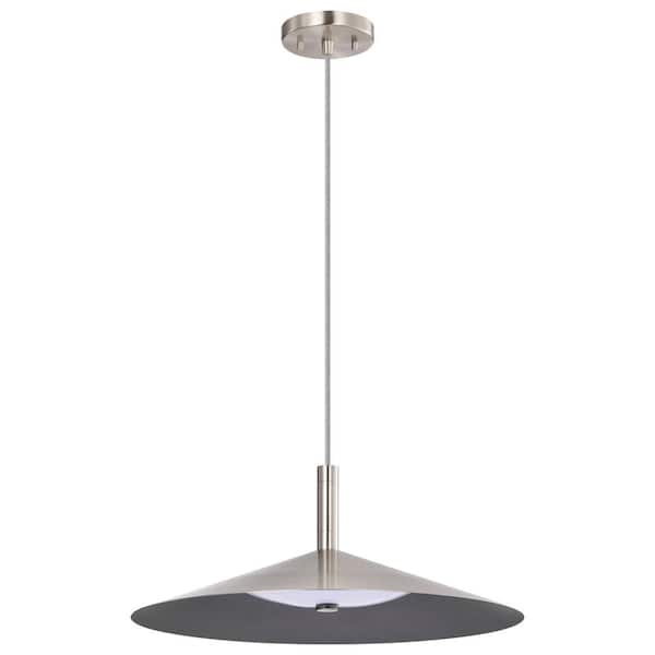 Corrine 25-Watt 1-Light Brushed Nickel Transitional Integrated LED Pendant Light, CCT Selectable