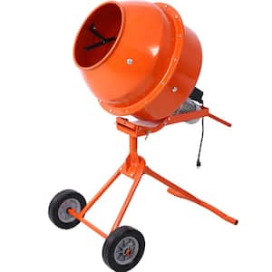Orange 370-Watt Portable Electric Concrete Mixer Cement Mixing Barrow Machine Mixing Mortar with Wheel 4.6 cu. ft.