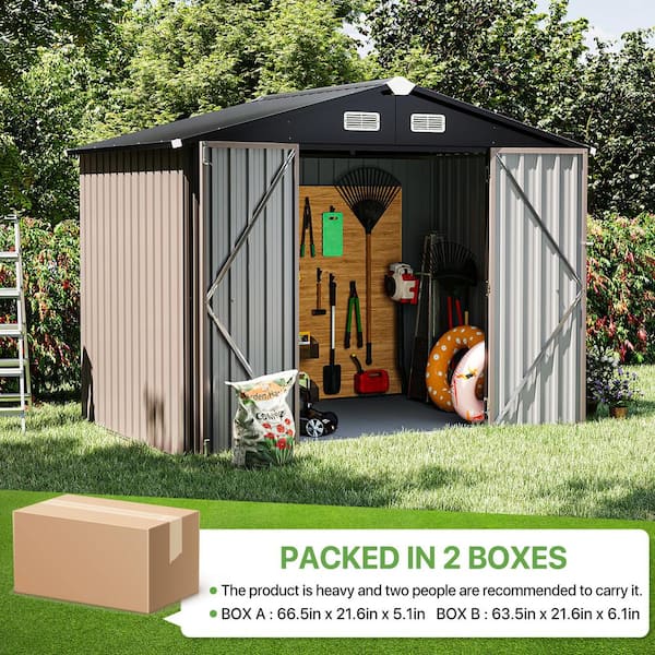 Sizzim 8 ft. W x 6 ft. D Metal Storage Shed with Plastic Floor
