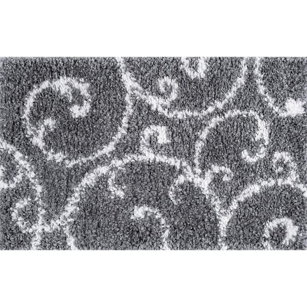 Tayse Rugs Soho Shag Floral Gray 2 ft. x 3 ft. Indoor Area Rug