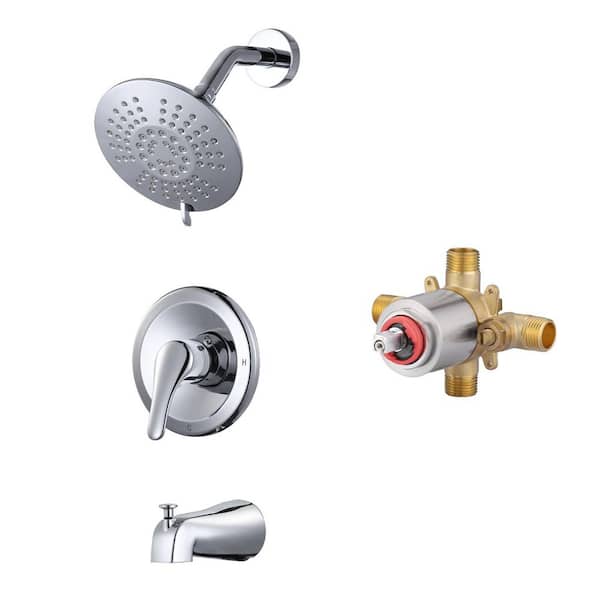 Single Handle 5-Spray Tub and Shower Faucet 1.8 GPM with High Pressure Showerhead in Polished Chrome (Valve Included)