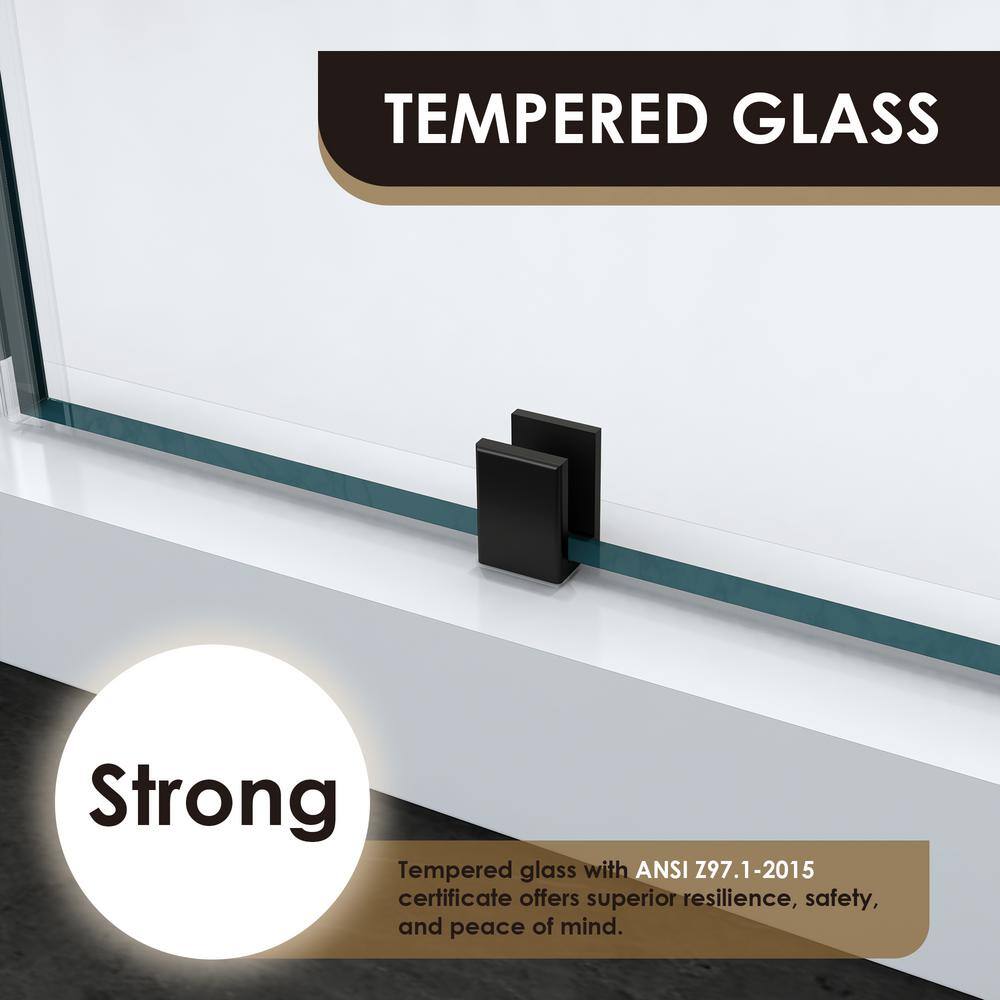 Matte Black Frameless Pivot Shower Door with Clear Glass