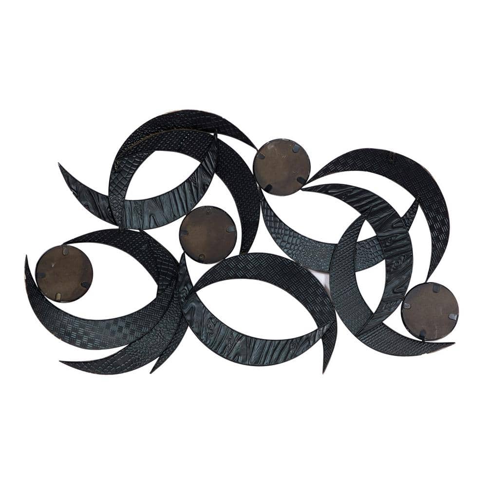 Beige and Brown Metal Crescent Moon Wall Sculpture with Mirrors