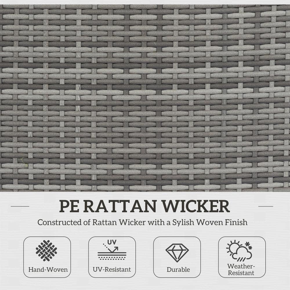 Mixed Gray and Blue PE Rattan Wicker 7-Piece Sectional Sofa Set
