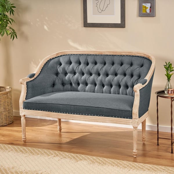 Unbranded Faye 50 in. Dark Gray Polyester 2-Seat Loveseat with Wood Frame