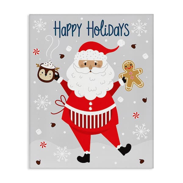 Stupell Industries Santa with Cocoa and Cookie byIlis Aviles 1-Piece Unframed Graphic Print People Poster Art Print 20 in. x 16 in.