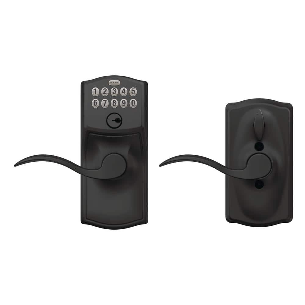 Schlage Camelot Matte Black Electronic Keypad Door Lock with Accent Handle  and Flex Lock FE595 CAM 622 ACC - The Home Depot