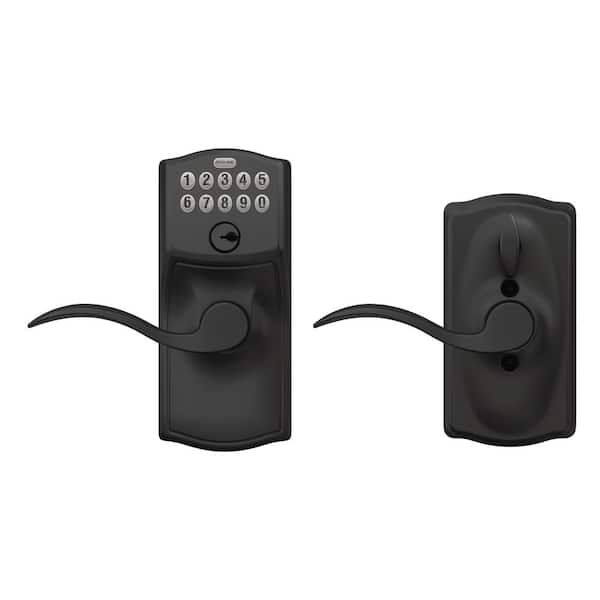 Schlage Camelot Matte Black Electronic Keypad Door Lock with Accent Handle and Flex Lock