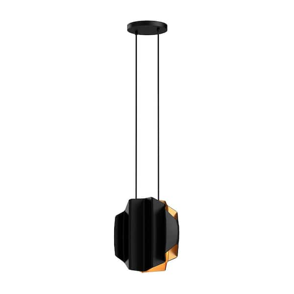 Akira 14 in. 2 Light 60-Watt Black/Gold Pendant Light