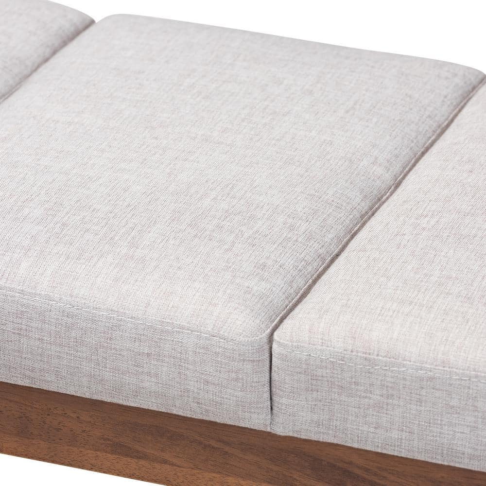Larisa Beige and Walnut Brown Upholstered Wood Bench