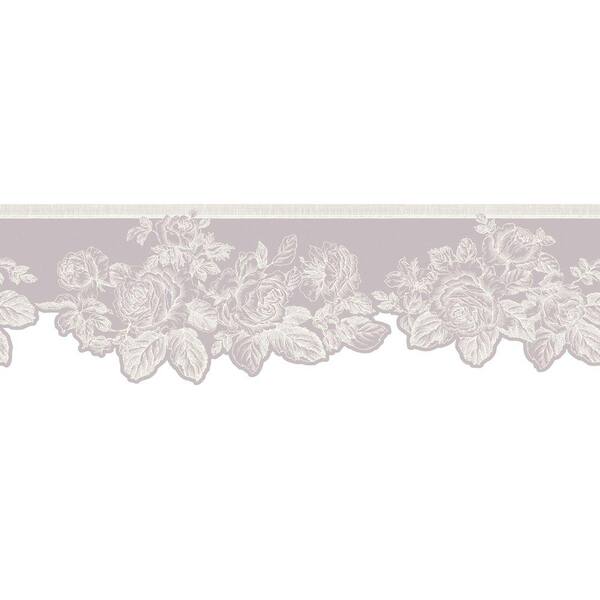 The Wallpaper Company 5.75 in. x 15 ft. Purple Pastel Rose Border