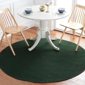 Braided Dark Green 5 ft. x 5 ft. Abstract Round Area Rug