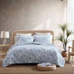 Palmday 2-Piece Blue Cotton Twin Quilt Set