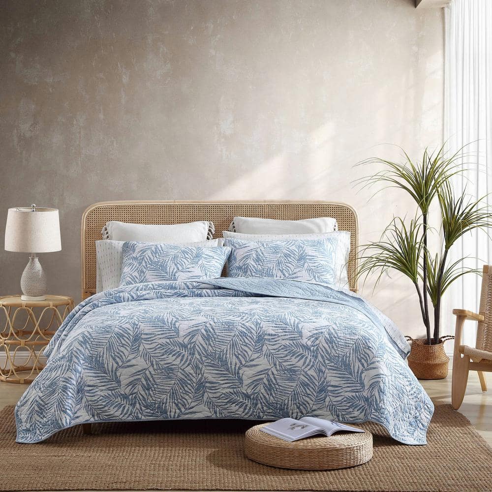 Tommy Bahama Palmday 3-Piece Blue Cotton Full/Queen Quilt Set ...