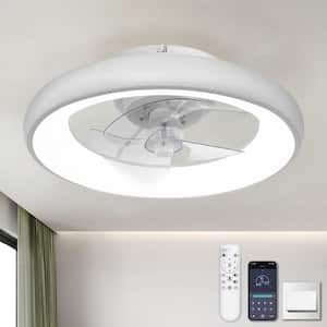 20 in. Indoor Ceiling Fan with Light Remote and APP Control, 6 Wind Speeds Smart Modern Ceiling Fan for Bedroom(White)