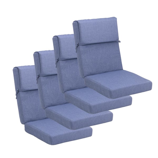Aoodor 20.5 in. x 20.5 in. Outdoor High Back Chair Cushion with Adjustable Buckles and Ties in Dark Blue (4-Pack)