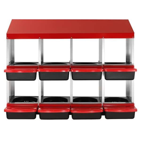 30-45 in. Chicken Nest Box, 8-Compartment, Corrosion-Resistant Metal Nesting Boxes, Bottom Holes and Resting Platform