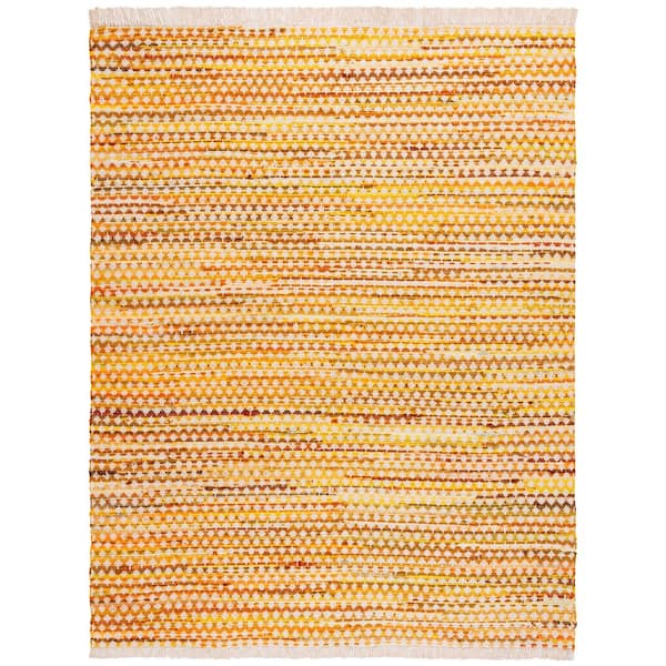 Montauk 8 ft. x 10 ft. Yellow/Ivory Striped Geometric Fringe Area Rug