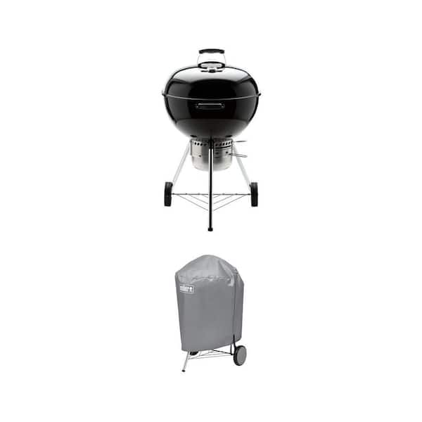Original Kettle Premium 22 in. Charcoal Grill in Black with Built-In Thermometer with Grill Cover Combo