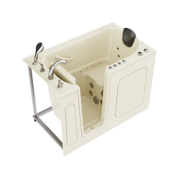 HD Series 53 in. Left Drain Quick Fill Walk-In Whirlpool and Air Bath Tub with Powered Fast Drain in White