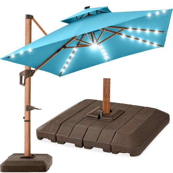 best square patio umbrellas Open-Box Umbrella The eight strong metal ribs are designed to withstand harsh weather conditions and are not prone to cracking or deforming 9.5 Feet Square Patio Cantilever