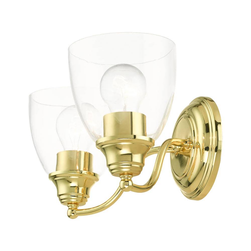 Montgomery Polished Brass 2-Light Vanity Sconce with Hand-Blown Glass