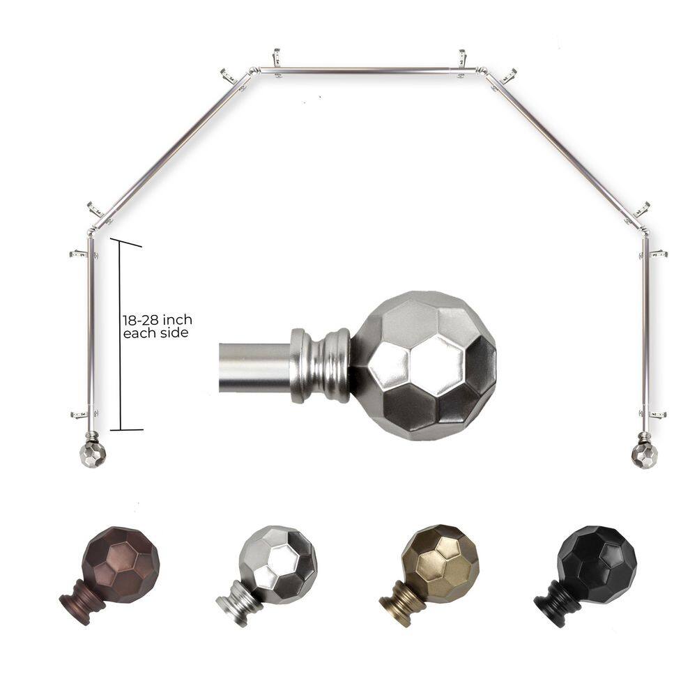 "13/16"" Christiano 5-Sided Bay Window Curtain Rod (18-28 inch each side)-Satin Nickel" price history on PriceWatchPro