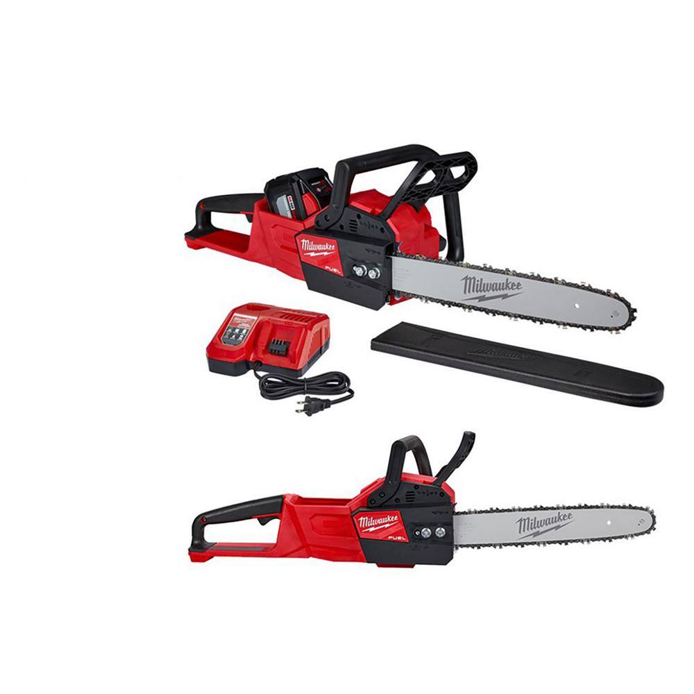 Milwaukee M18 FUEL 16 in. 18V Lithium-Ion Brushless Electric Battery Chainsaw and M18 FUEL 14 in. Chainsaw Kit -  2727-21HD-20C