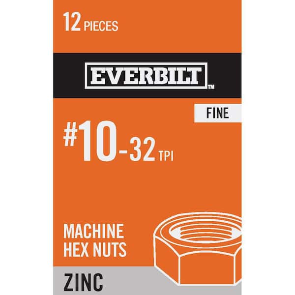 Everbilt #10-32 Zinc Plated Machine Screw Nut (12-Pieces)