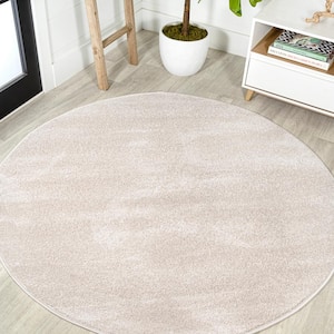 Haze Solid Low-Pile Ivory 8 ft. Round Area Rug