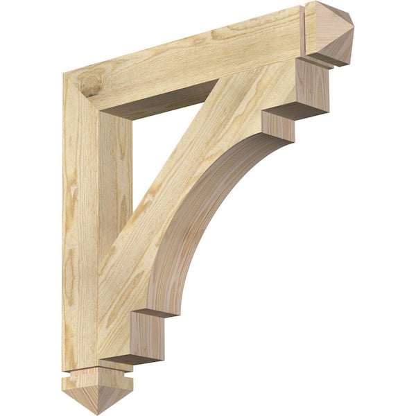 Ekena Millwork 4 in. x 28 in. x 28 in. Douglas Fir Merced Arts and Crafts Rough Sawn Bracket