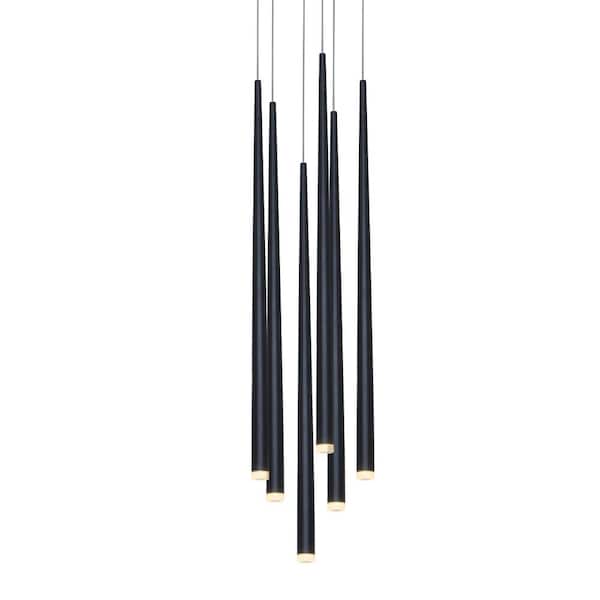 UMEILUCE 18-Watt Integrated LED Black Cone-Shape Chandelier With Acrylic Shades for Dining Room Kitchen 3000K Warm Light