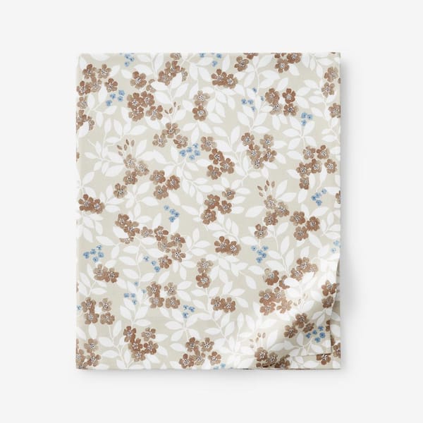 The Company Store Legends Hotel White Multi Vintage Flower Velvet Flannel Full Flat Sheet