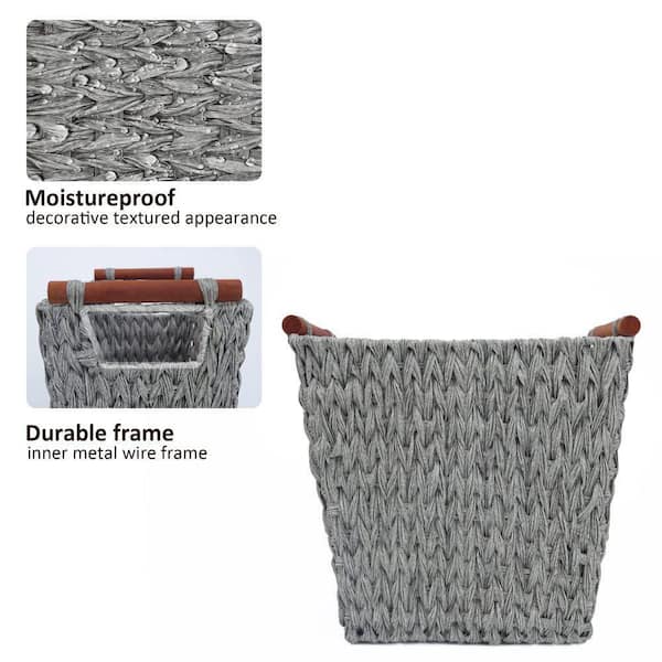 Dracelo Multiuse Hand Woven Plastic Wicker Basket with Divider for  Organizing, Countertop Organizer Storage, Gray Wash B0919J3JCW - The Home  Depot