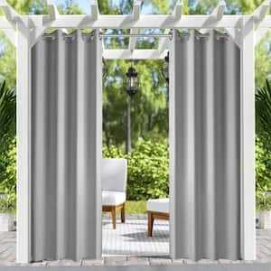 50 in x 84 in Patio Outdoor Curtain UV Privacy Drape Thick Waterproof Fabric Heavy Duty Panel , Grey （2-Panel ）