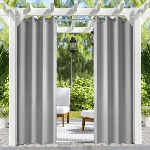Pro Space 50 in x 84 in Patio Outdoor Curtain UV Privacy Drape Thick Waterproof Fabric Heavy Duty Panel , Grey （2-Panel ）