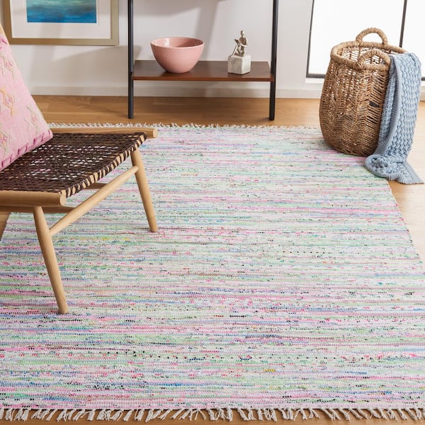 Rag Rug Light Green/Multi 4 ft. x 6 ft. Striped Area Rug