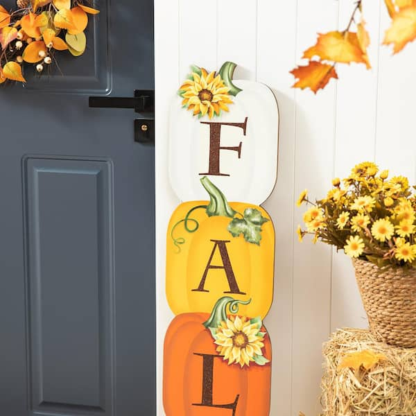 Glitzhome 36 in. Wooden Easel Porch Sign, with 2 Changeable Double Sided  Sign Board (Fall & Christmas) GH2010100005 - The Home Depot