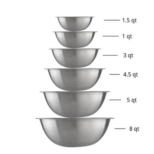 Cuisinart 3-Piece Stainless Steel Mixing Bowls with Nonslip Base, 1.5qt,  3qt & 5qt